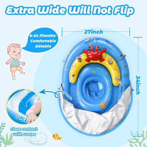 Baby Pool Float with UPF50  Sun Protection Canopy and Toy Play Console for Infant, Toddler, Adjustable Safety Seat for 3-36 Months