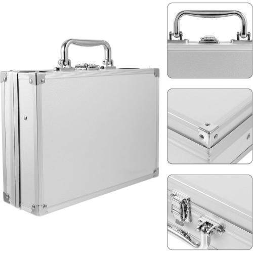 minkissy Aluminum Briefcase Tool Storage Box Lightweight Portable Multi-functional Aluminum Alloy Toolbox with Lock for Travel Work and Cosmetic Organization