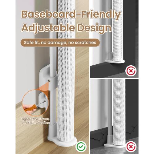 Retractable Baby Gate, 55 Wide Mesh Gate with 4 Reinforced Rods, Prevents Kids & Dogs from Crawling Under, 34 Tall Easy-to-Use Pet Gate for Stairs, Bedrooms, Hallways, Indoor/Outdoor, White