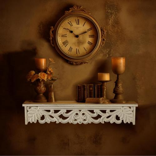 White Floating Shelves for Wall 24inch & 19inch Long - French Country Wall Decor Wood Distressed Mounted Shelf Vintage Hanging Shelving for Bathroom Bedroom 2 pcs