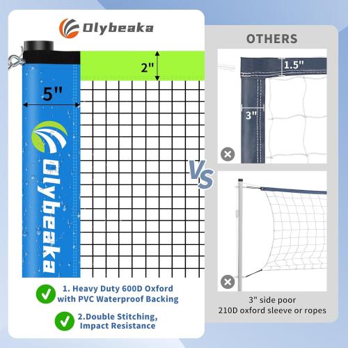 Outdoor Volleyball & Badminton Combo Net Set for Backyard, Beach with 2 Nets, Adjustable Poles, 4 Aluminum Rackets, PU Volleyball, Portable Carry Bag