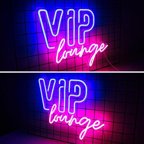 Horseneon VIP Lounge Neon Signs for Wall Decor, VIP Neon Lights Signs for Room Decor, Led Light Up Sign with USB Powered for Bar, Hotel, Cafe, VIP Room, Home Decoration (Blue&Pink)