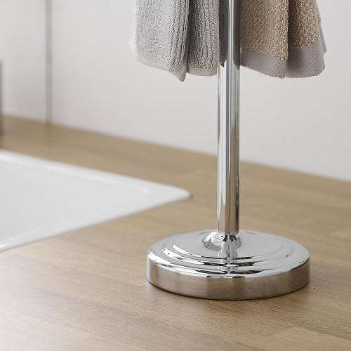 Hoimpro Hand Towel Holder Stand Bathroom Countertop Towel Bar Rack Chrome