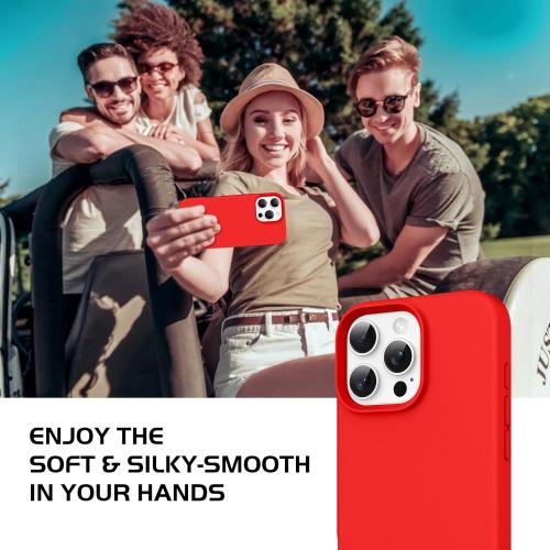 DOMAVER Case for iPhone 16 Pro Max 6.9'' Smooth Liquid Silicone Soft Gel Rubber Microfiber Lining Cushion Cover Shockproof Protective Phone Cases Compatible with iPhone 16 Pro Max - Red