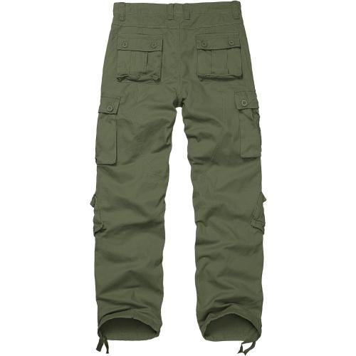 SIZE 30 Men's Cotton Cargo Tactical Pants for Casual Work Travel Wild Streetwear with 9 Pockets Relaxed Fit No Belt