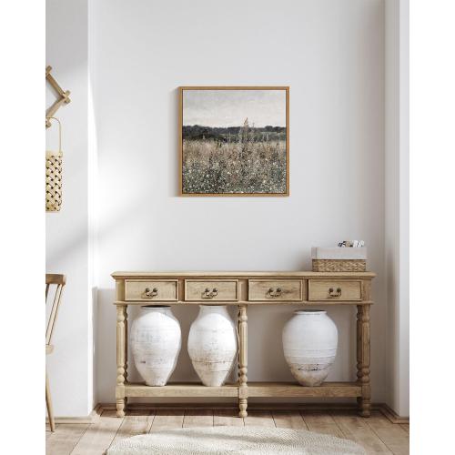 InSimSea Square Framed Canvas Wall Art, Home Decor Vintage Scenery Field Meadow Flowers Wall Art Prints, Retro Nature Floral Oil Paintings Wall Decor for Living Room Bedroom Home Bathroom 12x12