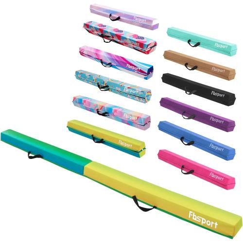 FBSPORT 8ft/6ft Balance Beam: Folding Floor Gymnastics Equipment for Kids Adults,Non Slip Rubber Base, Gymnastics Beam for Training, Practice, Physical Therapy and Professional Home Training