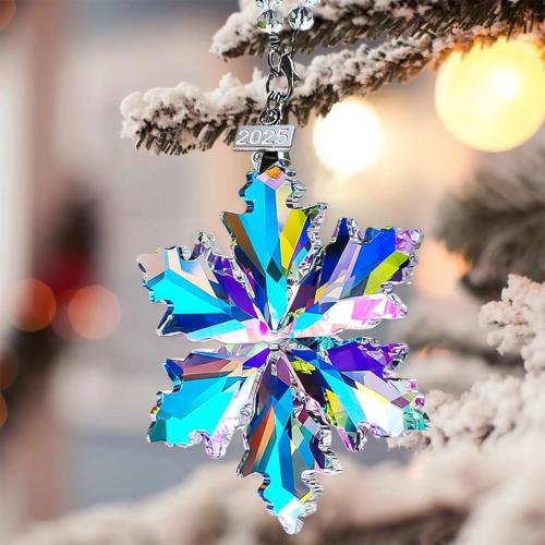 2025 Annual Edition Christmas Snowflake Ornament,Crystal Christmas Ornaments 2025,Crystal Ornament for Christma Tree,Beautiful Ornaments for Women Girls