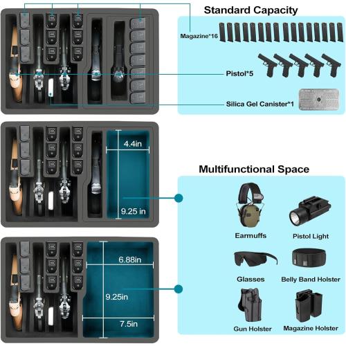 LOTOCASE TSA Approved Gun Case for Pistol - Holds Multiple Handguns Case | Air Travel Hard Shell Pistol Case | Pre-cut Heavy Duty Waterproof Gun Case with Silica Gel Canister