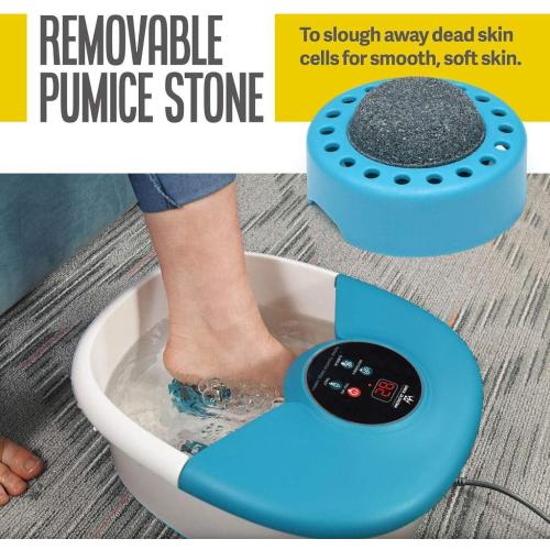 Medical king Foot Spa Massager with Heat, 14 Rollers in Foot Shape - 5 in 1 Foot Bath Massager - Adjustable Heating, Bubbles, Vibration, Pumice Stone, Mini Massage Points