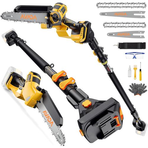 2-IN-1 Cordless 8-Inch Pole Saw & Chainsaw for DeWALT 20V MAX Battery - 1200W Brushless Motor, Total Reach of Max 15.9 FT, Lightweight, 8&6Electric Pole Saws for Tree Trimming Pruning (Tool Only)