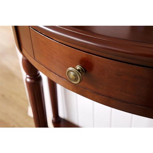Solid Wood Console Table with Drawer, Semi-Circle Entryway Storage Shelf, Half-Moon Porch Table Side Elegant Vintage Sofa for Living Room (Walnut-Colored (23.6 L x 11.8 W x 31.5 H))