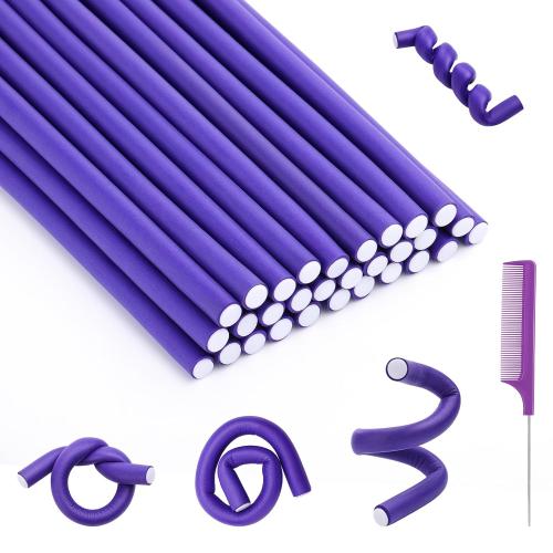30Pcs Small Foam Hair Curlers, 9.45 Length x 0.47 Diameter, No-Heat Flexible Curling Rods for Short, Medium and Long Hair