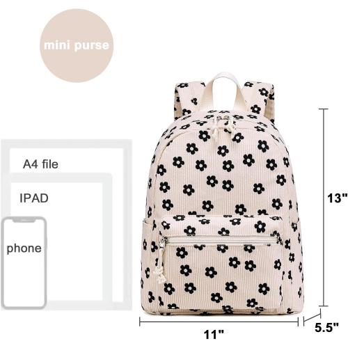 Bluboon Girls Mini Backpack Womens Small Backpack Purse Teens Cute Casual School Bookbag(Beige floral)
