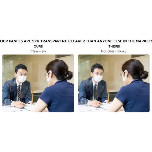 flybold Sneeze Guard for Desk Plexiglass Sheet - Barrier for Counter Acrylic Desk Divider - 92% Transparency Anti Fade Plastic Protective Shields for Office Furniture Partitions 48 X 32