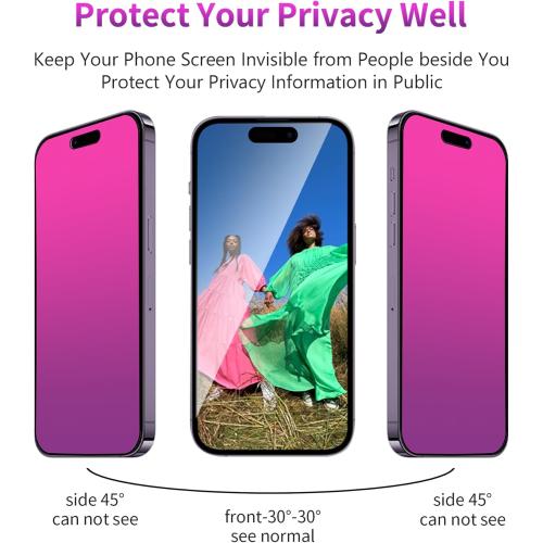 Privacy Screen Protector for iPhone 17 Pro Tempered Glass [2 Pack] Gradient Anti Spy Private Film Accessories Anti Blue Light 9H Hardness Easy Installation Bubble Free Case Friendly [6.3inch]