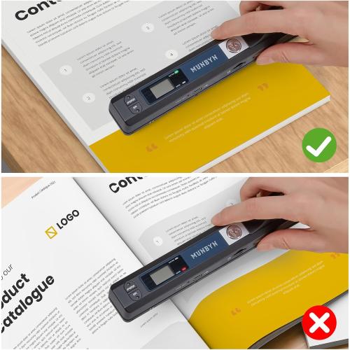 MUNBYN Portable Scanner, 900 DPI Photo Scanner for A4 Documents & Pictures, Wand Reader with 16G SD Card, Flat Scanning, USB Transfer to PC/Laptop, No Driver Required (Black)