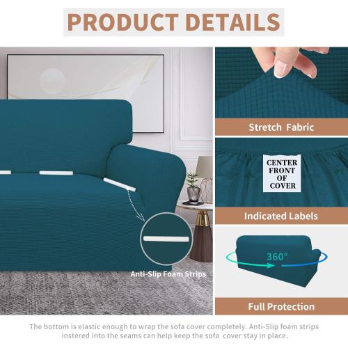 Easy-Going 100% Waterproof Couch Cover, Dual Waterproof Sofa Cover, Stretch Jacquard Sofa Slipcover, Leakproof Furniture Protector for Kids, Pets, Dog and Cat(Oversized Sofa, Peacock Blue)