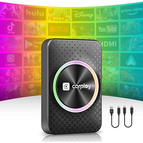 Wireless CarPlay Adapter Magic Box,Streams Netflix YouTube TikTok HDMI Output Dual-Band WiFi 4K Video Support Compatible with OEM Wired CarPlay & Android Auto (4GB RAM 32GB ROM)