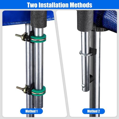 2 Sets Trampoline Replacement Poles, Universal Enclosure Pole Trampoline Net Poles Fits 8-16FT Frame with Poles Up to 1.65/4CM OD, 2 Mounting Hardware Kits & Safety Foam Sleeves