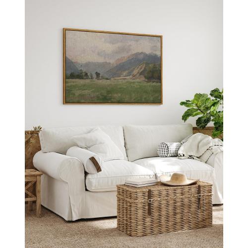 InSimSea Framed Canvas Wall Art Vintage Decor, Prairie Mountain Landscape Paintings, Large Prints, Farmhouse Decor, Natural Scenery Hanging Wall Decorations for Living Room Bedroom, 24x36