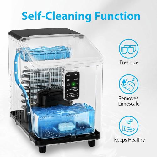 Ice Maker Countertop 26lbs/24H, Portable Ice Makers 8 Ice Cubes Ready in 6 Mins, 2 Sizes of Bullet Ice Ice Machine with Basket & Scoop, Auto Self-Cleaning