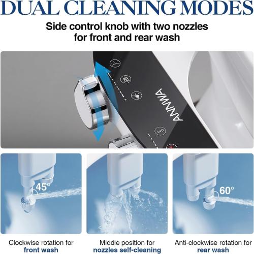 Bidet Attachment for Toilet Seat Non-Electric Bidet Hot and Cold Water Bidet Attachment Toilet Adjustable Water Temperature​ Posterior/Feminine Wash Dual Retractable Nozzle Self-Cleaning(TT18N)