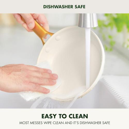 GreenPan Hard Anodized Healthy Ceramic Nonstick 10 Piece Cookware Pots and Pans Set, Gold-Tone Stainless Steel Handles, PFAS & PFOA-Free, Dishwasher Safe, Oven & Broiler Safe, Cream White‼️incomplete set ‼️