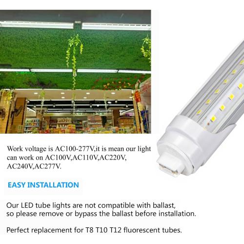4FT T8 LED Tube Lights,36W 3600lm,Daylight White 5000K,R17d Base,45.8 inches End to End,60W F48T12 CW HO Fluorescent Bulb Replacement,Ballast Bypass,Dual-Ended Power for Sign,Shop,Pack of 6