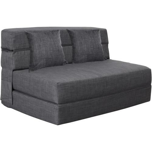 Queen Size Folding Sofa Couch Memory Foam with 2 Pillows Sleeper Chair Lazy Couch Triple Futon Convertible Guest Beds, Washable Cover,Dark Gray