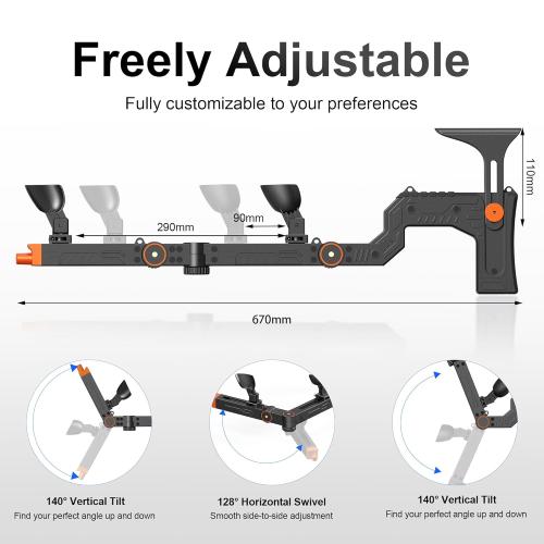 Upgraded VR Gun Stock Compatible with Meta Quest 3/ Quest 3S, Adjustment Gunstock Magnetic Accessories for Oculus Quest 3/3S, Controller Grips with Shoulder Straps for Enhance Control Feel, Realistic FPS Gaming Experience