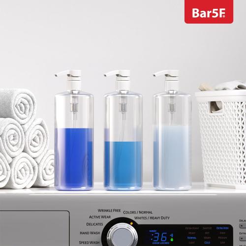 Bar5F Pump Bottle 32-Ounce 1-Liter Empty for Shampoo Conditioner Body Wash Lotion BPA-Free Crystal-Clear 2Pk