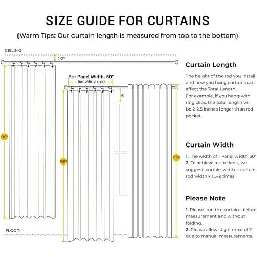 INOVADAY 100% Blackout Curtains for Bedroom, Black Out Curtains 96 Inch Long, Clip Rings Linen Blackout Drapes, Thermal Insulated Room Darkening for Living Room, 2 Panels - Beige,W50xL96