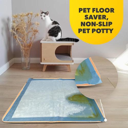 ‼️has mild stains‼️Skywin TidyFriend Travel Friendly Dog Pee Pad Holder Fits Up to 24” x 24” Wee Wee Pee Pads - Flexible Rollable Silicone Mat with Soft Edge - Quick Wipe & Potable Dog Pad Holder (Beige) | Stable Grip, Raised Edges, Quick-Wipe Silicone Surface Dog Potty Tray Holder for Indoor Flooring Protection