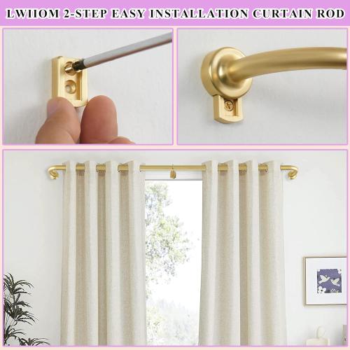 Brass Disc Curtain Rods, 84-144 Inches Window Curtain Rod,Adjustable Room Darkening Curtain Rod with Aluminum Finials and Brackets,Wrap Around Design