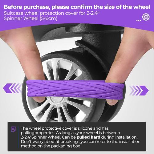 8Pcs Upgrade Luggage Wheel Covers, Travel Accessories (Purple)