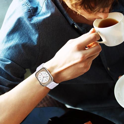 V-MORO Resin Band Compatible with Apple Watch Bands Series 11/10/9/8/7 41/42/40/38mm iWatch 6/5/4/3/2/1/SE with Starlight Buckle Fashion Wristband Strap Women Men(Pure White,42mm/41mm/40mm/38mm)