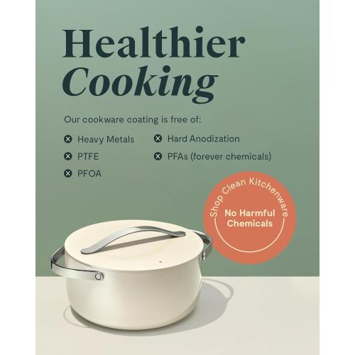 Caraway Nonstick Ceramic Dutch Oven Pot with Lid (6.5 qt, 10.5) - Non Toxic, PTFE & PFOA Free - Oven Safe & Compatible with All Stovetops (Gas, Electric & Induction) - Marigold