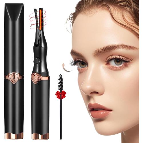 Heated Eyelash Curler - Fast Heat up in 8s - 3 Heat Modes with USB Rechargeable - Electric Eyelash Curler - Natural Curling 24 Hours Long Lasting, Anti-Burn Eyelid, Brown Black CC