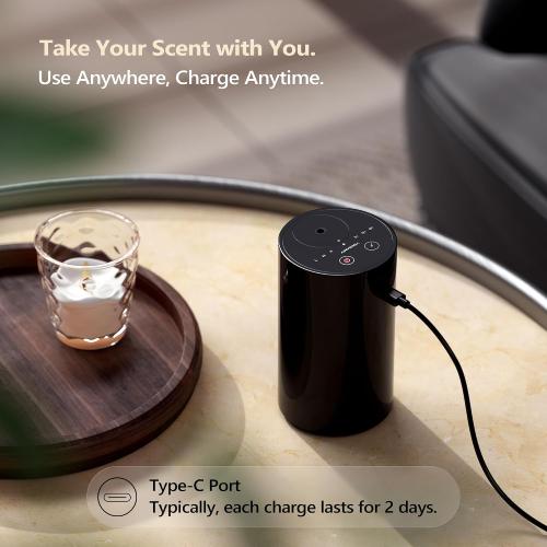 Airversa AN8 Waterless Essential Oil Diffuser Starter Kit, Black