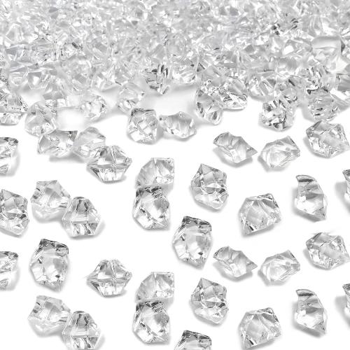 Fake Ice Cubes, 1000 Pcs Acrylic Ice Rocks for Centerpieces, 11 * 14 mm Artificial Ice Table Scatter, Fake Crushed Ice Acrylic Vase Fillers Christmas Decorations