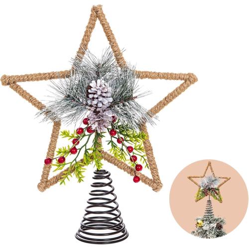 Christmas Tree Topper, Metal Large Star Christmas Tree Topper for Festive Party Home Ornaments, 3D Treetop for Xmas Holiday Decor