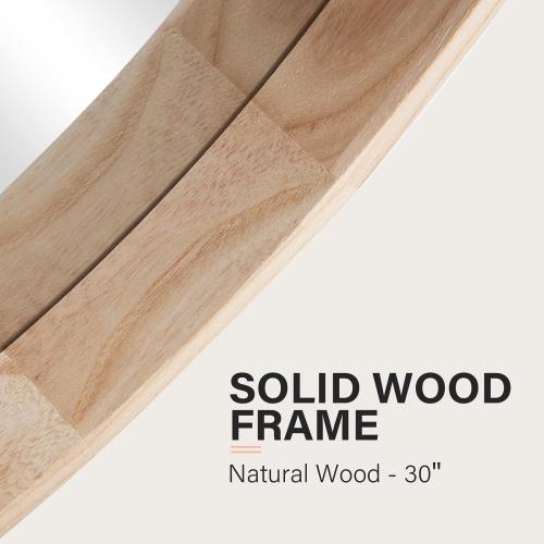 WOODEN CONGUILIAO Round Mirror, 30 Inches Wood Mirror, Wall Decorative Circle, Nature Big Bathroom Large Vanity Farmhouse for Living Room Bedroom Entryway