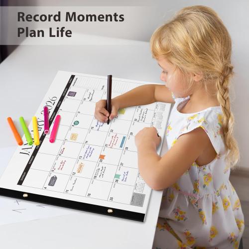 2026 Desk Calendar, Large Desk Calendar 22 x 17 (Jan 2026 - Jun 2027) Monthly Desktop Wall Planner for Family Teacher School Office Supplies, Black-White