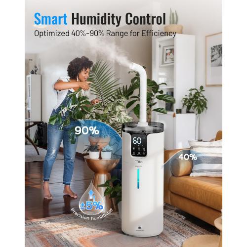 Humidifier large room 16L/4.2Gal - Lacidoll Whole house Humidifier for Home1500 sq.ft. Ultrasonic Cool Mist Humidifiers for Bedroom with Extension Tube & Aroma Box & Night light, White