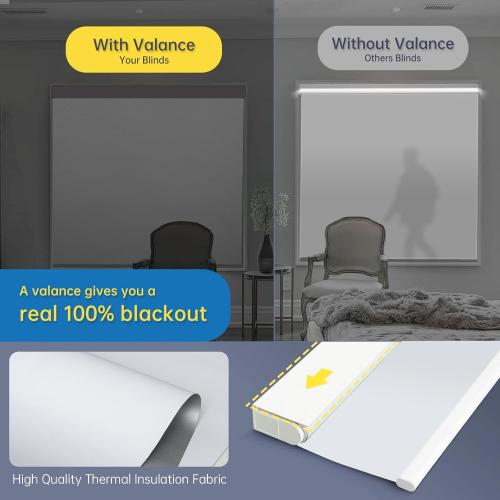 DENFOON Motorized Blinds with Remote,Thermal Electric Blinds【Solar Panel】,Customizable Automatic Roller Shades, Blackout Remote Control Blinds for Windows Upgrade to Smart Blinds, White,34 W x 72 H