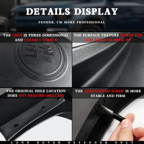 4PCS Widened Tire Mud Flaps Splash Guards for Landrover Defender 90/110 2020-2023, Vehicle Wheel Protector Mudflaps Exterior Accessories (Bright Black)