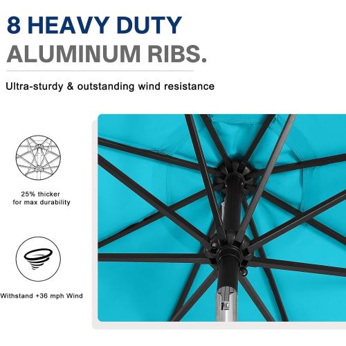 ABCCANOPY Durable Solar Led Patio Umbrellas with 32LED Lights 9FT (Turquoise)