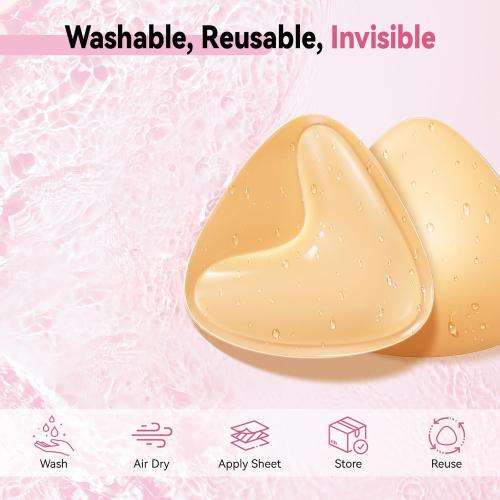Mearter Ultra Push up Sticky Bra Pads Inserts | Double Sided Adhesive Bra Inserts | Stick on Bra for Sports Bra Swimsuit (Extra-Large, Beige)