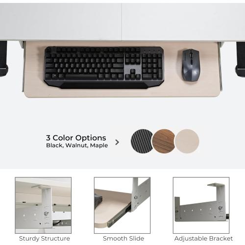EUREKA ERGONOMIC Adjustable Keyboard Tray Under Desk, 28x11 Inch Large Slide Out Keyboard & Mouse Platform Tray, Wooden Pull Out Computer Keyboard Drawer for Typing Home Office Desk, Maple
